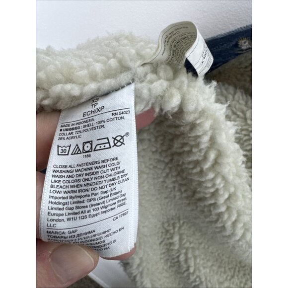 Gap Men XS Oversized Icon Sherpa Lined Denim Jean Jacket Classic Blue - Picture 9 of 10